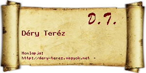Déry Teréz névjegykártya